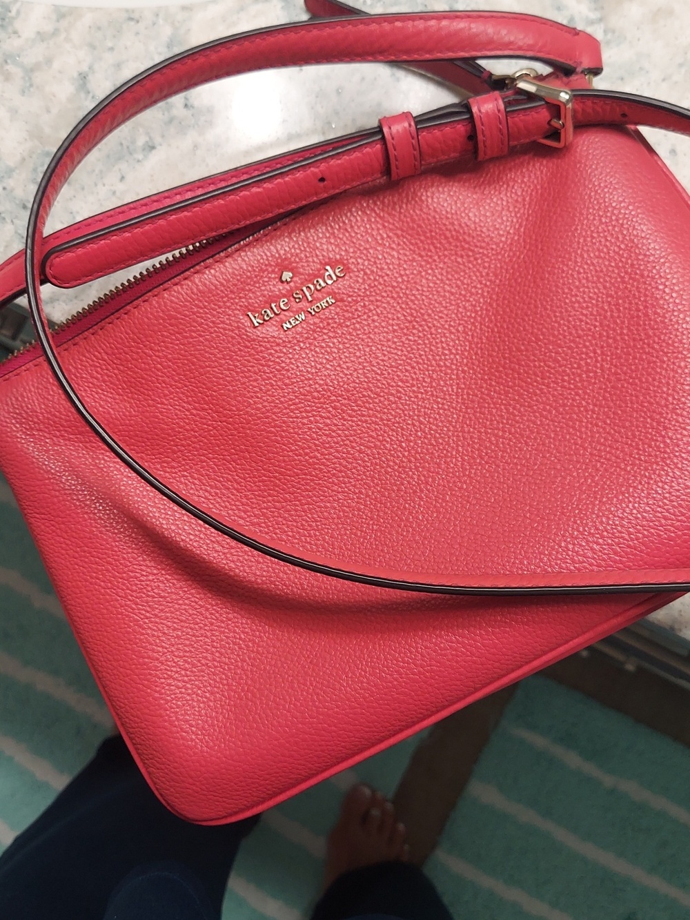 kate spade Pink Pebbled Leather Crossbody Bag with Gold Hardware - Picture 5 of 6
